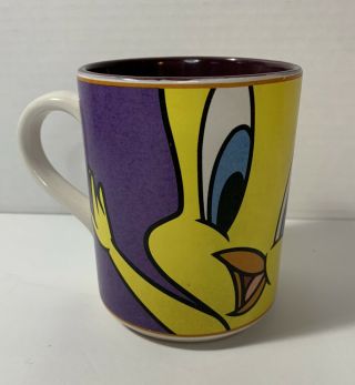 Vintage 1998 Looney Tunes Tweety Bird Purple Gibson Ceramic Mug - &