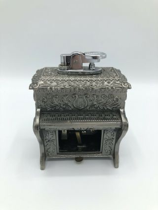 Vintage Silver Piano Cigarette Lighter W/ Music Box (unique & Rare) Japan Made