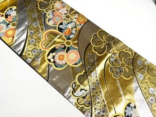 50885 Japanese Kimono / Vintage Fukuro Obi / Nishijin - Ori / Woven Kiku