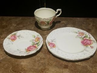 Vintage Paragon Golden Emblem Trio Cup And Saucer And Plate Set White