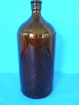 Vintage 32 Oz Amber Brown Glass Clorox Bottle Jug Without Lid