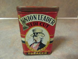 Vintage Union Leader Redi Cut Pocket Tobacco Tin W/uncle Sam