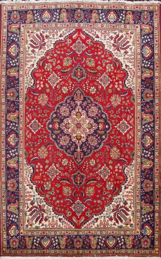 7x10 Vintage Oriental Floral Traditional Hand - Knotted Wool Area Rug Dining Room