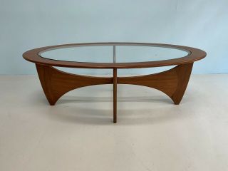 Vintage Mid Century 1960s G Plan Astro Oval Coffee Table In Teak With Glass Top