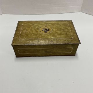 Antique Canco Tobacco Humidor Cigar Tin Box With Flower Basket