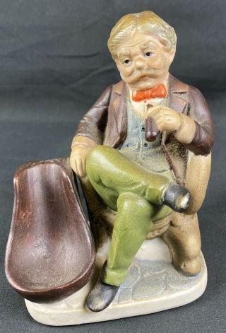 Vintage Porcelain Bisque Tobacco Pipe Holder Stand Gentleman Smoking Cigar