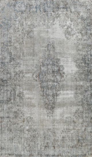 Antique Overdyed Kirman Distressed Area Rug Hand - Knotted Evenly Low Pile 8 