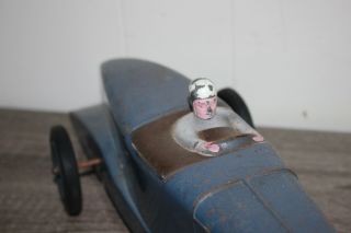 Antique France JOUETS CITROEN GRANd ROSALIE OPEN WHEEL RACER Tin Wind Up Toy 4