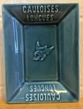 Vintage Gauloises Longues Ashtray Gien France 5.  5x4.  25x1 " French Cigarette