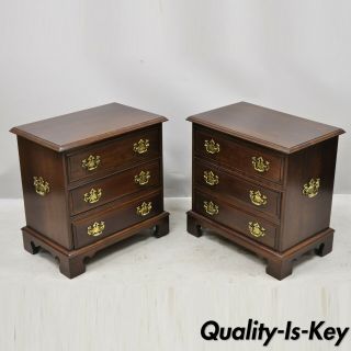 Pennsylvania House Cherry Wood Chippendale Bachelor Chest Nightstand - A Pair