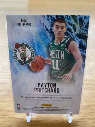 2020 - 21 NBA Hoops Rookie Ink Auto Green Payton Pritchard RC SP 2