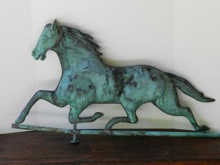 Good Vintage Antique Copper Running Horse Weathervane 3