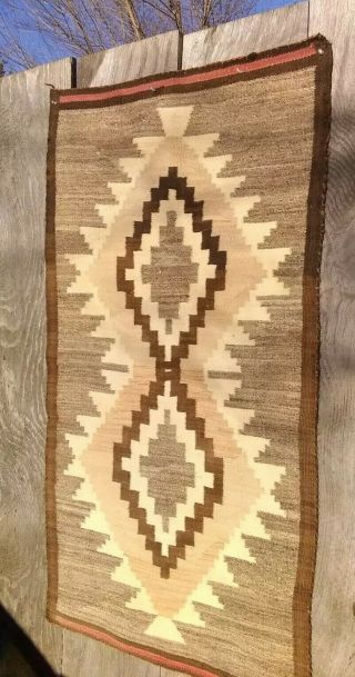 Antique Navajo Rug JB Moore Crystal Blanket Native American Indian Weaving 56x30 2