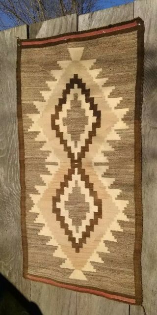 Antique Navajo Rug JB Moore Crystal Blanket Native American Indian Weaving 56x30 3