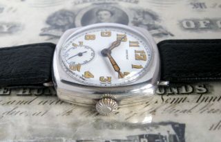 Mens 1910s Gruen WWI Military Sterling Silver 15j Swiss Wire Lug TRENCH Watch A, 3