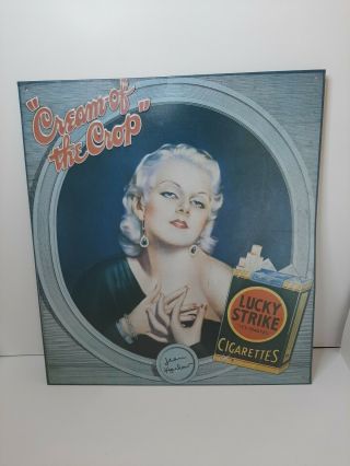 Vintage Jean Harlow " Cream Of The Crop " Lucky Strike Cigarettestin Ad Sign