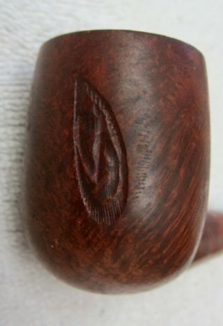 Vintage Imported BRIAR Wood ESTATE PIPE with Carved LEAVES Leaf DESIGN 6 