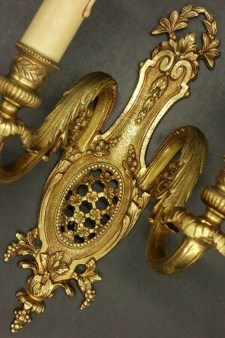 Sconces,  Laurel Crown Decor,  Louis Xvi Style - Bronze - French Antique
