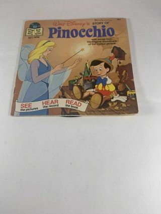 Vintage Walt Disney Story Of Pinocchio 24 Page Read - Along Book And Record 311