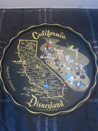 Vintage 1960s California Disneyland Souvenir Metal Tray 11 "