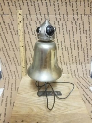Antique Fire Engine Bell W/ Light And Motorized Apparatus; Plated Brass C.  1910