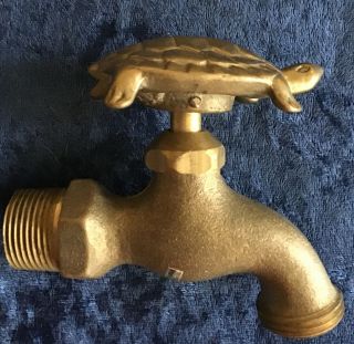 Vintage Brass Turtle Tortise Handle Garden Water Spigot Faucet Tap Valve
