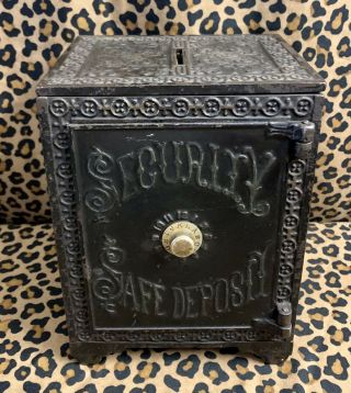 Large Antique Kyser & Rex Cast Iron Security Safe Deposit Still Bank 1883