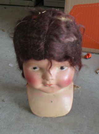 Big Vintage Composition Girl Doll Head And Shoulders 7 3/4 " Tall