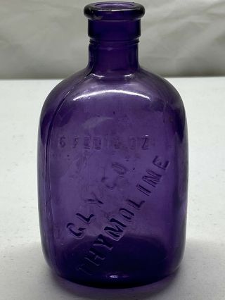 Vintage/antique Purple Glass Glyco Thymoline Medicine Bottle Cork Stopper