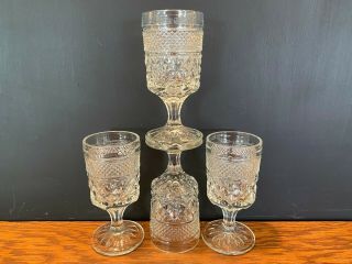 Set Of 4 Vintage Anchor Hocking Clear Glass Wexford Wine Juice Goblets 5 3/8 "