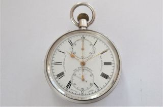 1900 Silver Cased Smith & Son Chronograph Center Second Pocket Watch
