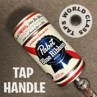 Vintage Pabst Blue Ribbon Pbr Can Beer Tap Handle Marker Kegerator Steel Draft