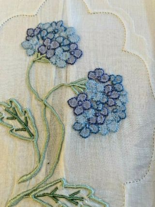 Vintage Set Of 2 Madeira Linen Guest Towels Hydrangeas Fine Applique Embroidery