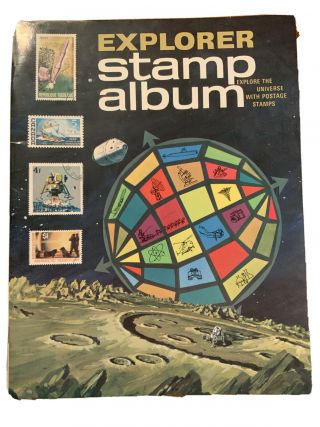 Vintage 1971 The Explorer Stamp Album H.  E.  Harris & Co.