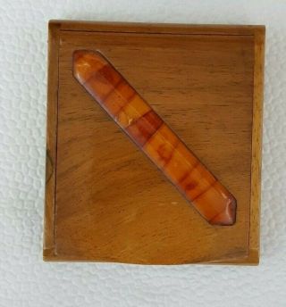 Antique KÖnigsberg Butterscotch Amber Wood Cigarette Case Box