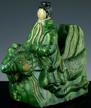 Great 14/15thc Chinese Ming Dynasty Immortal Riding Phoenix Figure Roof Tile