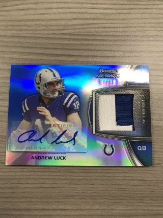 Andrew Luck 2012 Bowman Sterling Blue Refractor Patch Rc Auto 67/99 Colts