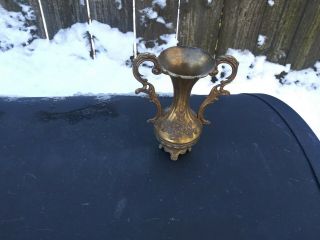 Vintage Footed Floral Brass Vase With Handles Made In Italy. 2