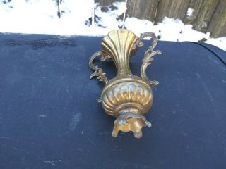 Vintage Footed Floral Brass Vase With Handles Made In Italy. 3