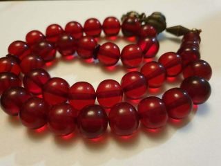 Antique German Cherry Sandalous Bakelite Islamic Rosary Prayer 33 Beads 120 Gr