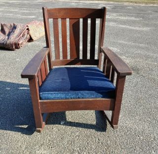 Antique Arts & Crafts Mission Oak Rocker Rocking Chair
