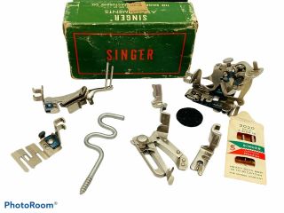 Vintage Singer Sewing Machine Attachment Set Box 160809 1261 160359 36865 121899