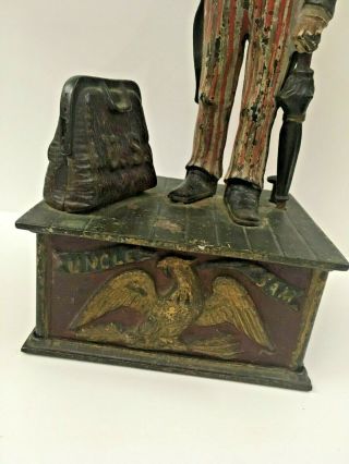 1886 Shepard Uncle Sam Antique Cast Iron Mechanical Bank 2