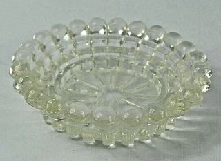 Vintage Round Clear Crystal Glass Ashtray 4 1/2 " Diameter Geometric Design
