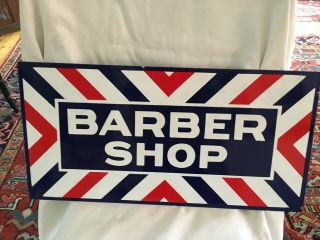 Antique Two Sided Porcelain Barber Shop Sign