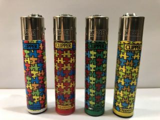Rare Jigsaw Clipper Lighter Set - Set Of Four