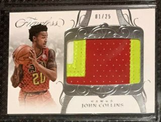 John Collins 2017 - 18 Flawless Rookie Rc Game - Jersey Patch 01/25 1/1 Hawks