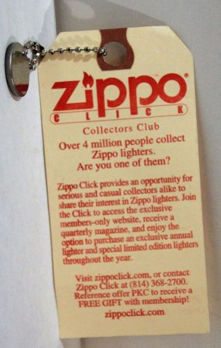 Scarce Zippo Click Club The Cent Never Spent With Penny & Chain Zcvc& Museum