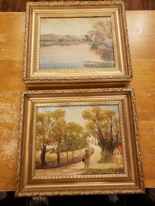 Two Vintage Signed & Framed Landscape Oil Paintings Estate Finds Cond