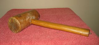 Antique Primitive Vintage Hand Crafted Wooden Mallet,  Large Hammer,  Rustic Tool